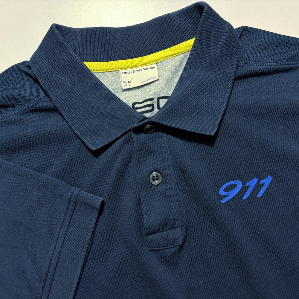 Porsche Drivers Selection 911 Polo Navy Shirt Cotton Portugal Mens Small - READ